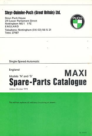 Puch Moped Maxi "N" and "S" spare-parts-catalogue