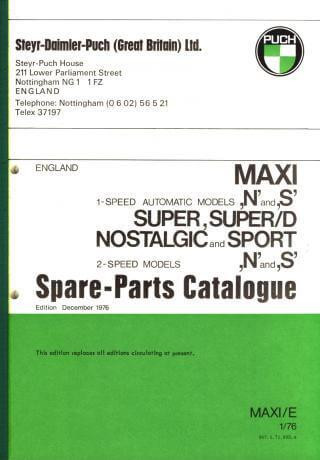 Puch Maxi N and S spare-parts-catalogue