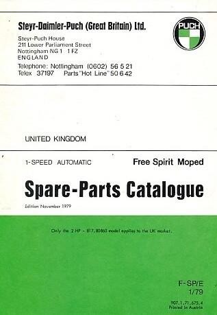 Allstate Sears - Puch Moped Free Spirit, Spare-Parts-Catalogue