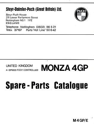 Puch Monza 4 GP Spare Parts Catalogue