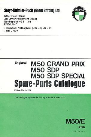 Puch Moped M 50 Grand Prix M 50 SDP, M 50 SDP Special, Spare-Parts-Catalogue