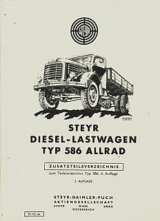 Steyr Diesel-Lastwagen, Typ 586 Allrad, Zusatz-Ersatzteilkatalog