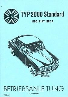 Steyr Typ 2000 Standard, Mod. Fiat 1400 A, Betriebsanleitung