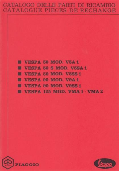 Piaggio Vespa 50, 90 und 125 Modelle, Catalogo parti di ricambio