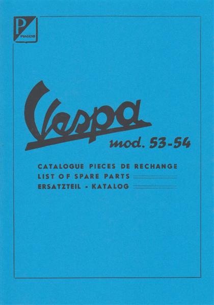 Piaggio Vespa Modell 1953-54, Ersatzteil-Katalog