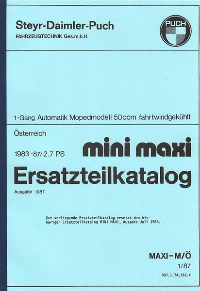 Puch Mini Maxi, 1-Gang-Automatik, Ersatzteilkatalog