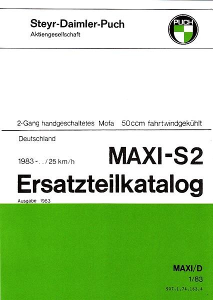 Puch Maxi S-2, 2-Gang handgeschaltet, Ausgabe für Deutschland, Ersatzteilkatalog