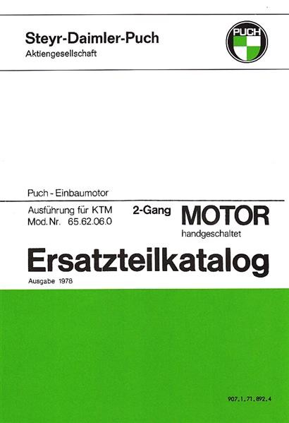Puch 2-Gang-Motor mit Handschaltung, auch für KTM Hobby und Duo, Modell 1979/80, Ersatzteilkatalog