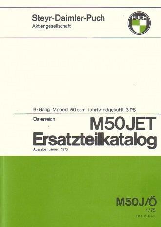Puch M 50 Jet, 3 PS, 6-Gang, fahrtwindgekühlt, Ersatzteilkatalog