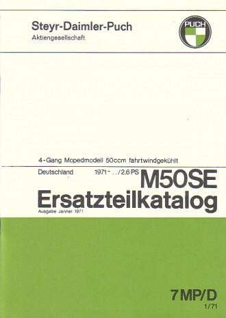 Puch M 50 SE 2,6 PS, ab 1971, Ausführung für Deutschland, Ersatzteilkatalog