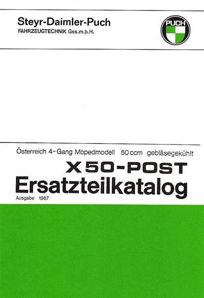 Puch X 50-Post, 4-Gang, gebläsegekühlt, Ersatzteilkatalog