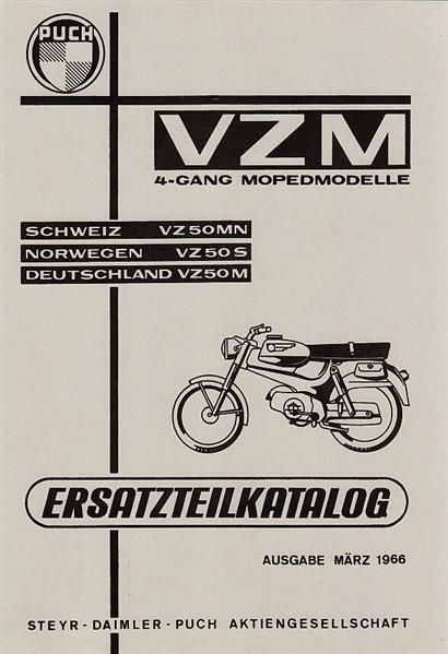 Puch VZ 50 M, S, MN (Deutschland, Schweiz, Norwegen) Ersatzteilkatalog