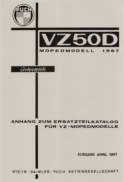 Puch VZ 50 D, Anhang zum Ersatzteilkatalog VZ 50, Ersatzteilkatalog