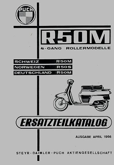 Puch R 50 M und R 50S Mopedroller Ersatzteilkatalog