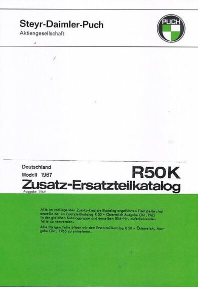Puch R 50 K (Kickstarter) Zusatz-Ersatzteilkatalog
