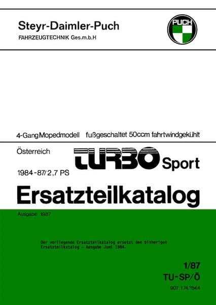 Puch Turbo Sport, 4-Gang, 2,7 PS, Ersatzteilkatalog