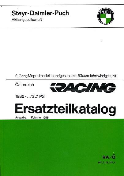 Puch Racing 50 ccm, Ersatzteilkatalog