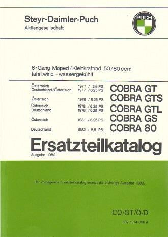 Puch Cobra GT, GTS, GTL, GS, Cobra 80, Deutschland/Österreich Ersatzteilkatalog