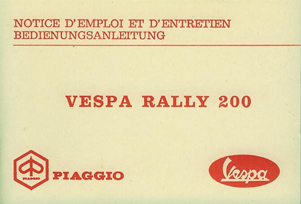 Vespa 200 Rally, Mod. VSE 1, Betriebsanleitung