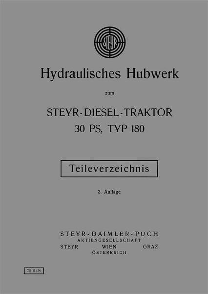 Steyr 180 Hydraulisches Hubwerk Ersatzteilkatalog