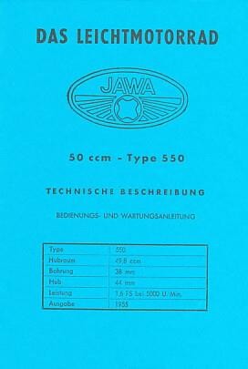 Jawa 550, 50 ccm, Leichtmotorrad, Betriebsanleitung