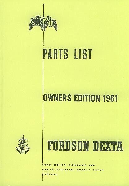 Ford Dexta, Ersatzteilkatalog