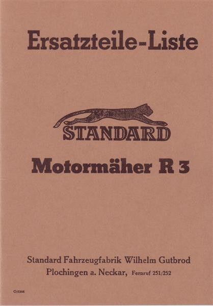Standard Motormäher R 3, incl. Getreidemähvorrichtung, Ersatzteilkatalog
