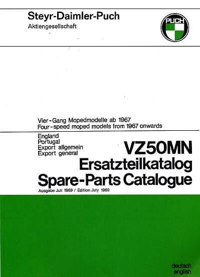 Puch VZ 50 MN, England, Portugal, Export allgemein, Ersatzteilkatalog