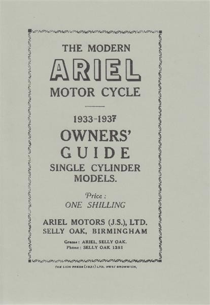Ariel Single-Cylinder Models SV and OHV, 1933 - 1937, Owner's Guide