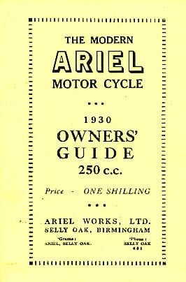 Ariel Motor Cycle 250 ccm 1930 Single Owner's Guide