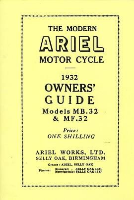 Ariel Motor Cycle MB32 & MF32 1932 Owner's Guide