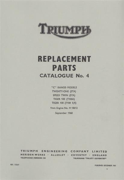 Triumph "C" Range Models, 3TA, 5TA, T100A, T100 S/S, Parts Catalogue