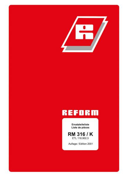 Reform RM 316 und RM 316 K Ersatzteilliste