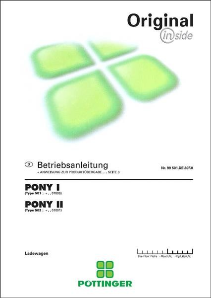 Pöttinger Pony I, Pony II Betriebsanleitung