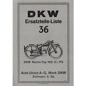 DKW RT100 Reichs-Typ 2 1/2 PS Ersatzteilkatalog