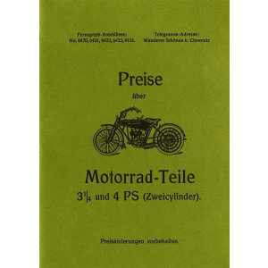 Wanderer 3,25 PS und 4 PS Motorräder Ersatzteilkatalog