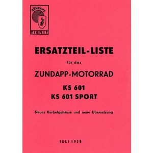 Zündapp KS601 und KS601 Sport Ersatzteilkatalog