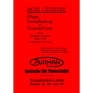 Moss und Burman Getriebe Bedienung und Ersatzteilliste