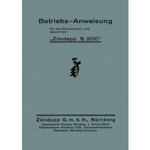 Zündapp S200 Betriebsanleitung