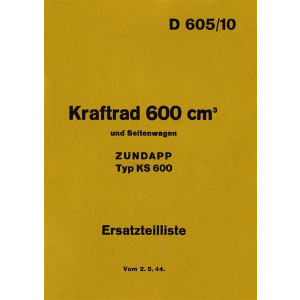 Zündapp KS600 mit Seitenwagen Ersatzteilliste