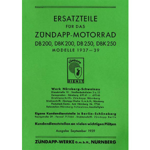 Zündapp DB200 DB250 DBK200 DBK250 Ersatzteilkatalog