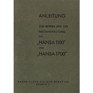 Hansa 1100 und 1700 Betriebsanleitung