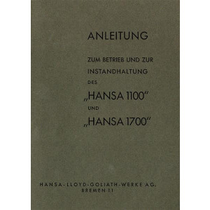 Hansa 1100 und 1700 Betriebsanleitung