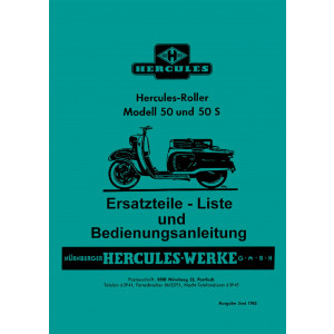 Hercules Roller 50 und 50 S Betriebsanleitung und Ersatzteilkatalog