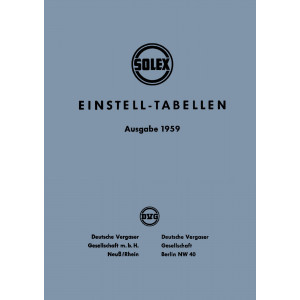 Solex Vergaser Einstelltabellen & Einstelldaten 1946-1959