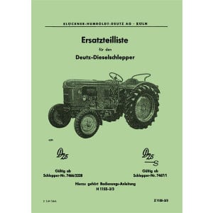 Deutz D25 und D25S Ersatzteilkatalog