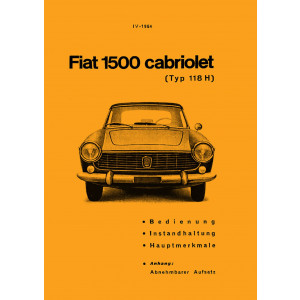 Fiat 1500 Cabriolet Typ 118H Betriebsanleitung