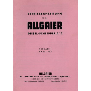 Allgaier A12 Traktor Betriebsanleitung