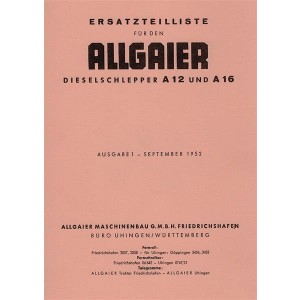 Allgaier Diesel-Schlepper A12 und A16 Ersatzteilliste