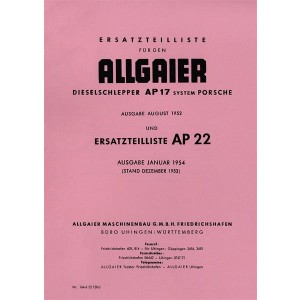 Allgaier Diesel-Schlepper AP 17/ AP 22, (Porsche-System), Ersatzteilkatalog